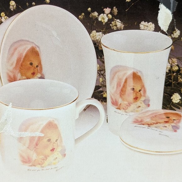 Vintage 1984 Baby's First Gift Set - Bowl, Cup, Tumbler & Pin Box - Picture 6 of 15